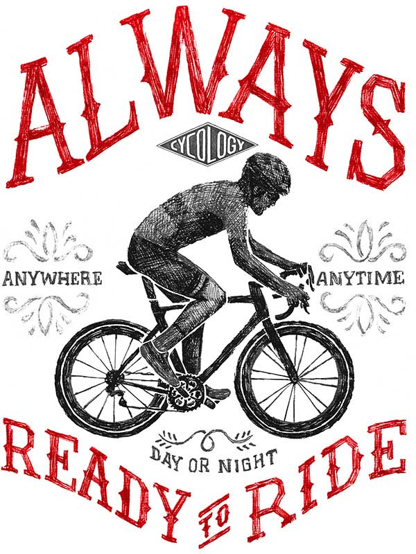 Always Ready To Ride Blue Men's Cycling T-Shirt  Graphic | Cycology EU