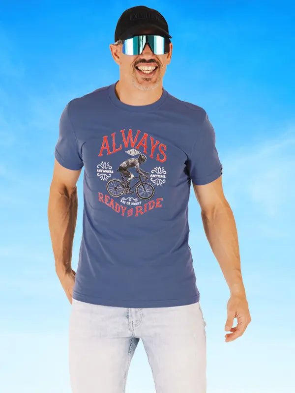 Always Ready To Ride T Shirt Blue - Cycology Clothing Europe