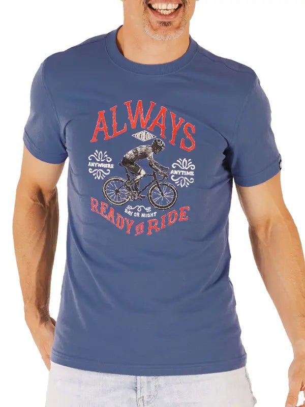 Always Ready To Ride T Shirt Blue - Cycology Clothing Europe