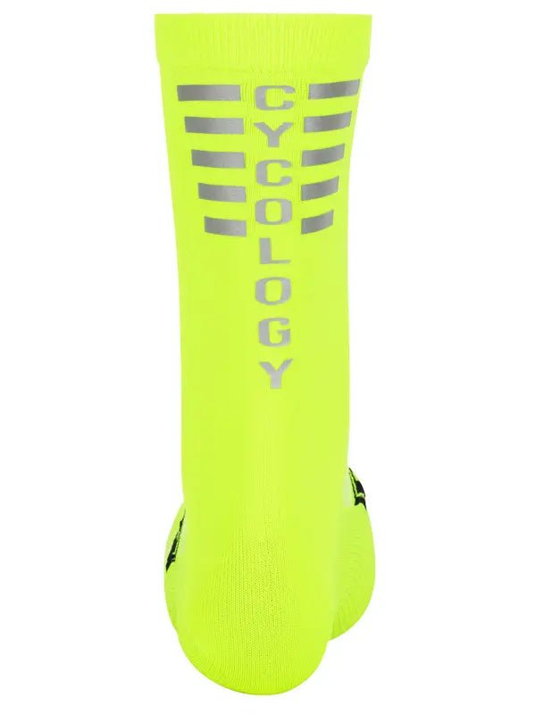 Cycology Lime Reflective Logo Cycling Socks - Cycology Clothing Europe