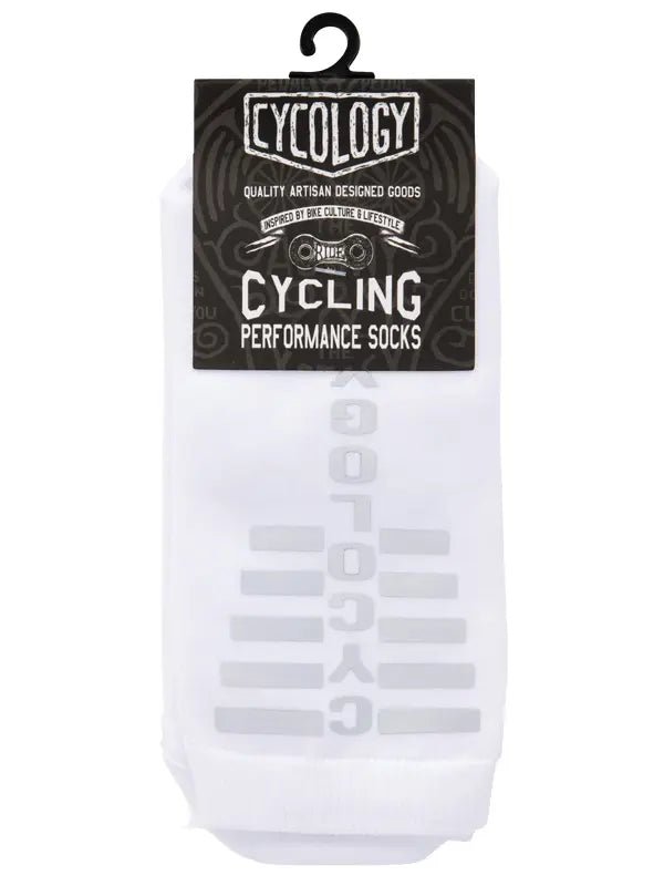 Cycology White Reflective Logo Cycling Socks - Cycology Clothing Europe