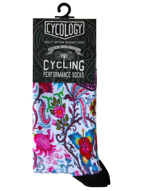 Secret Garden White Cycling Socks - Cycology Clothing Europe