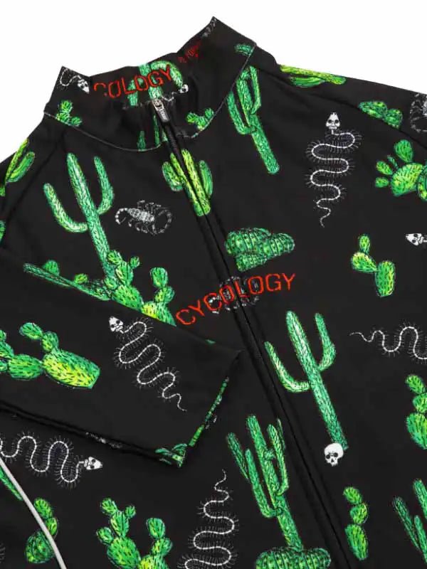 Totally Cactus Men's Long Sleeve Jersey - Black - Cycology Clothing Europe