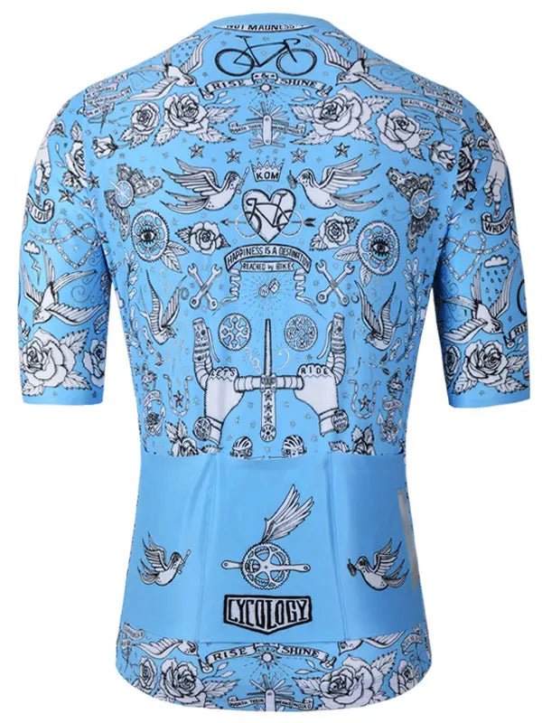 Velo Tattoo Men's Reborn Jersey Blue - Cycology Clothing Europe