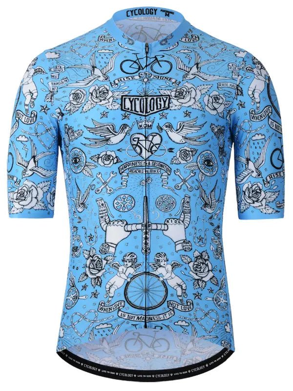 Velo Tattoo Men's Reborn Jersey Blue - Cycology Clothing Europe