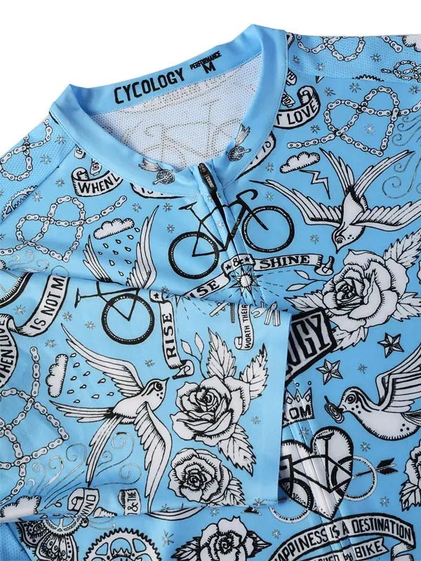 Velo Tattoo Men's Reborn Jersey Blue - Cycology Clothing Europe