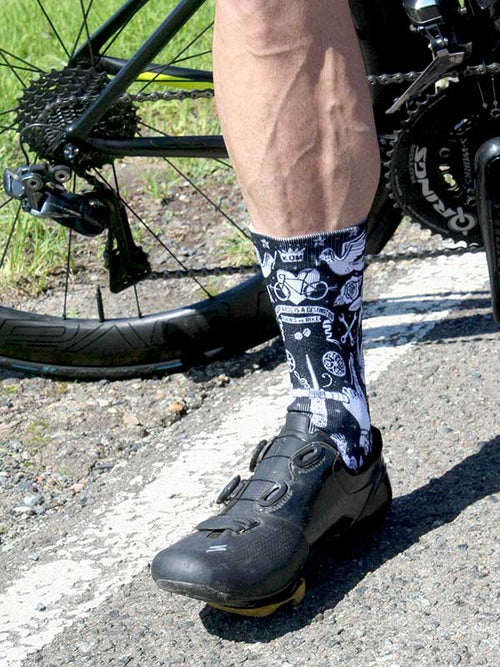 Velo Tattoo Black Cycling Socks| Cycology EU – Cycology Clothing Europe